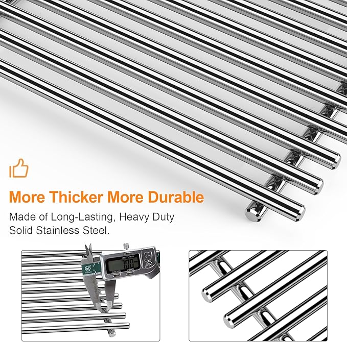 Utheer 7639 304 Stainless Steel Grill Grates for Weber Spirit I & II 300 Series, Spirit 700, 17.5" Cooking Grates for Genesis Silver B/C, Gold B/C, Platinum B/C, 1000-3500