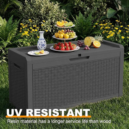 70 Gallon Waterproof Outdoor Storage Box,Deck Boxs for Outdoor and Indoor Use,Deck Storage Box for Picnic Supplies,Gardening Tools,Lockable and Easy to Install(Black)