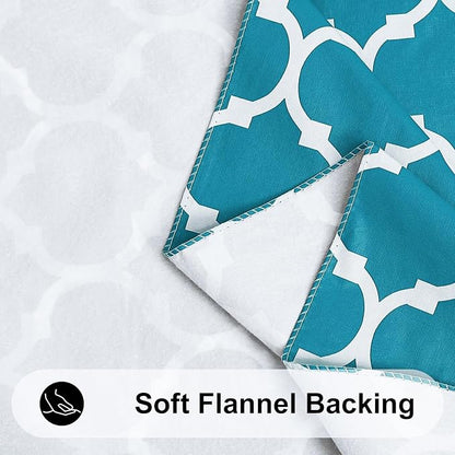 Smiry Oval Table Cloth, Waterproof Vinyl Tablecloths with Flannel Backing for Oval Tables, Wipeable Spillproof Plastic Tablecloth for Dining, Camping, Indoor and Outdoor (60"x102", Teal)