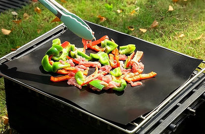 3-Pack Heavy Duty Non-Stick Grill Mats - Reusable BBQ Sheets for Gas, Charcoal & Electric Grills (Black)