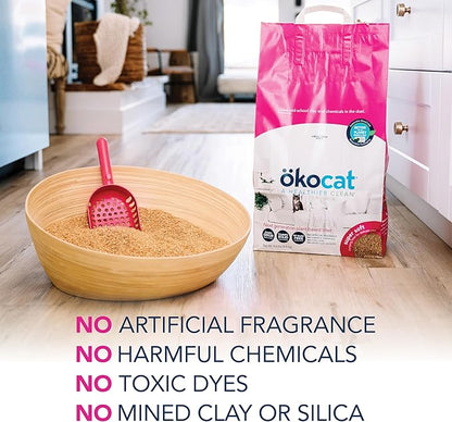 ökocat Super Soft Wood Clumping Cat Litter, Unscented, 15.8 pounds - Natural Ingredients, Stops Odor, Clumps Solid, 99% Dust Free, Great for All Cats, Sensitive Paws, Kittens