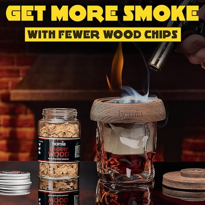 Cocktail Smoker Kit Wood Chips, 5 pcs x 8.4 oz - Apple, Cherry, Hickory, Pecan, Oak Wood for Food Smoker for Smoking Infuser and Cocktail Smoker - Gift for Men