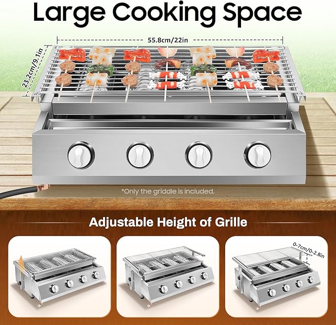 Propane Infrared Steak Grill, Portable LPG Gas Grill Outdoor Camping Gas Grill with Independent Ignition Design and Steel Grilling Mesh for for Camping Picnic