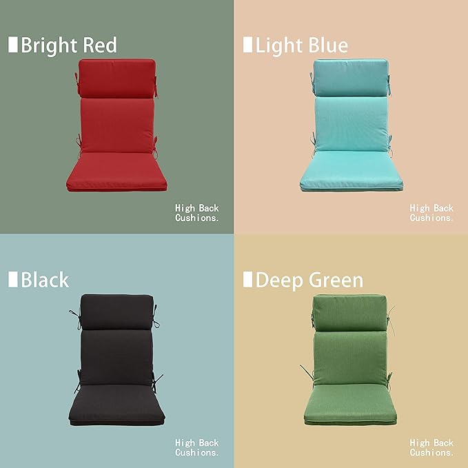 Indoor Outdoor High Back Dining Chair Cushions Replacement Patio Seat Cushion Fade Resistance, Set of 2 (Olefin Light Blue)