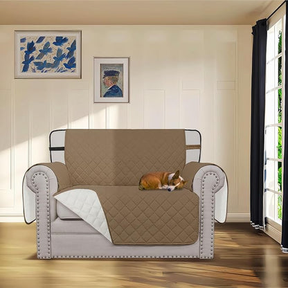 Easy-Going Reversible Couch Cover, Chair 30 in, Camel/Ivory | Machine Washable Slipcover For Dogs, Water Resistant Furniture Mat For Living Room, Non-Slip Sofa Cover, Pet Friendly