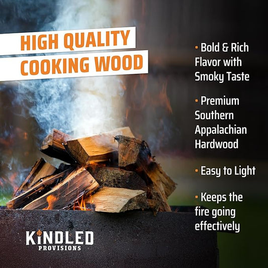 Cherry Cooking Wood Box by Kindled Provisions - 30lbs 12" Kiln Dried Smoking & Grilling - Sweet & Fruity Wood Chunks for Smokers - Premium Southern Appalachian Hardwood - Vegetables Pork Steak Chicken