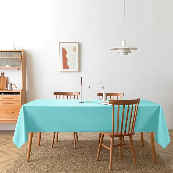 DWCN Rectangle Tablecloth - 54 x 80 Inch - Waterproof Stain and Wrinkle Resistant Washable Table Cloth, Decorative Fabric Table Cover for Kitchen Dining Room Party and Outdoor Use, Aqua