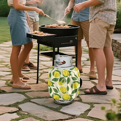 Lemon Propane Tank Cover Fits Standard 20 lb Tank Cylinde Travel Trailer Propane Covers with Elastic Slip in Gas Cover Water & Wear-Resistant for Outdoor and Indoor Use