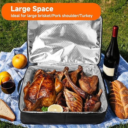 Xxerciz BBQ Blanket for Resting Meat, Insulated Meat Resting Bag with Wide Mouth, Large Leak-Proof Reusable BBQ Accessories Bag for Brisket, Pork, Turkey Meat Warmer for Men, Grilling