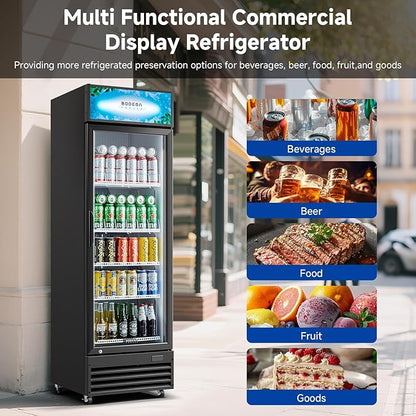 BODEGACOOLER Commercial Beverage Refrigerator, 300 Cans & 160 Bottles, Display Refrigerator For Beer,Soda, Merchandiser Refrigerator with Soft LED Light For Kitchen, Office, Garage, Gym,Man cave,Shop