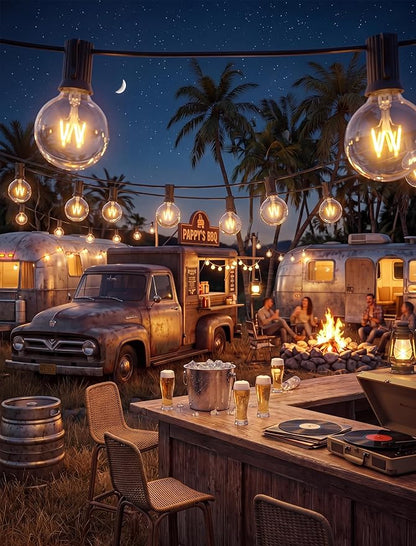 Abeja 50FT G40 Globe String Lights, Outdoor Patio String Lights with 53 Edison Globe Bulbs(3 Spare), Hanging Bistro Light Waterproof for Balcony Party Wedding Market Cafe, Black