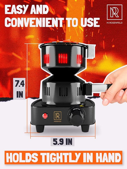 PRO Multipurpose Electric Charcoal Starter - Electric Charcoal Burner Approved Electric Stove - Coconut Charcoal Lighters with Tongs - 450W Hot Plate Electric with 304 Stainless Steel Coiled Burner
