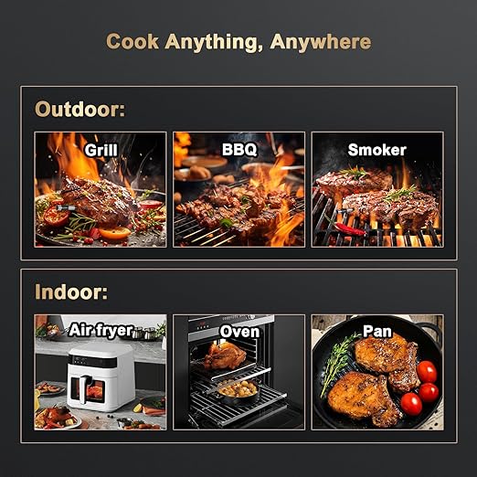 Wireless Meat Thermometer Digital - 800FT Stable Bluetooth Food Thermometer for Cooking, NIST 0.5F Accuracy, Wireless Meat Probe for Kitchen Grill BBQ Oven Smoker