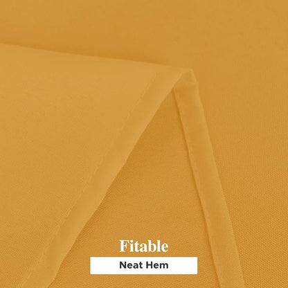 Fitable 6 Pack Gold Round Tablecloths - 90 Inches in Diameter | Wrinkle & Stain Resistant, Washable Polyester Fabric, For Wedding Party Banquet Formal Events Fall Thanksgiving Harvest