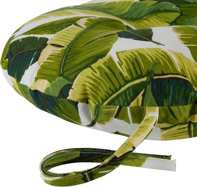Greendale Home Fashions Tropical White Outdoor 15-inch Bistro Seat Cushion, Set of 4