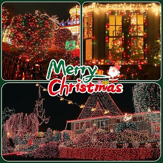 OZS Connectable Red and Green Christmas String Lights, 2Pack Total 164FT 400LED Christmas Lights for Outdoor Indoor, Plug in Tree Lights with 8 Modes, String Lights for Christmas Decorations Holiday