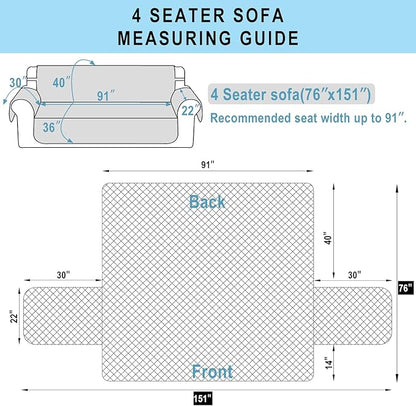 Reversible 4 Seater Sofa Cover 91 Inch Large Couch Cover Furniture Protector(Sofa XX-Large,Chocolate/Beige) | Couch Cover Furniture Protector with Foam Sticks Elastic Straps Furniture Protector for Pets Children Dog Cat