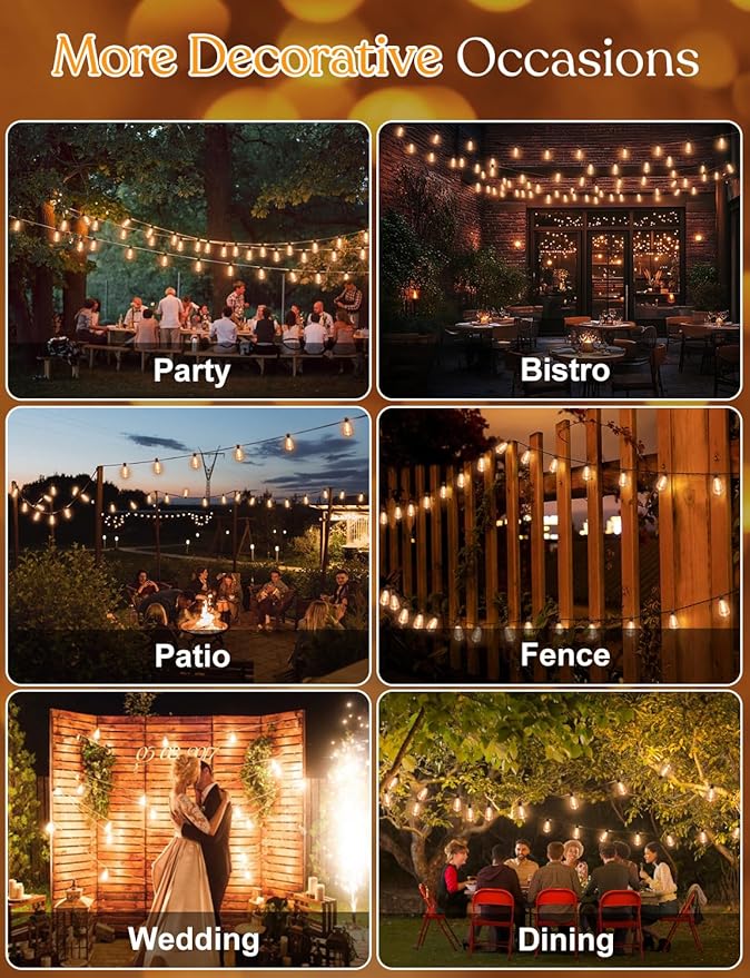 200FT LED Outdoor String Llights – Patio Lights Outdoor Waterproof for Outside – 2700K Vintage Edison Bulb String Light – Shatterproof Hanging Light for Cafe Porch Deck