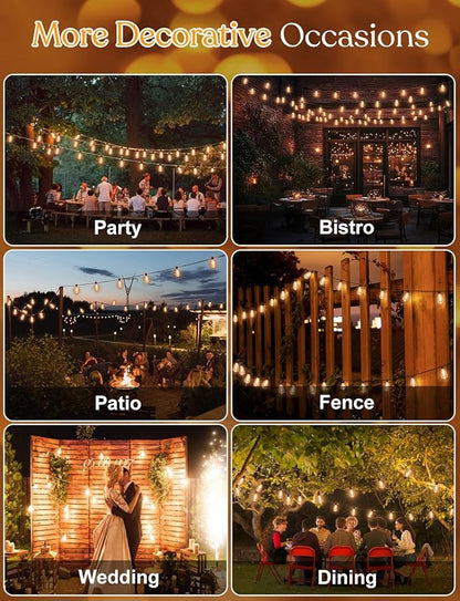 200FT LED Outdoor String Llights – Patio Lights Outdoor Waterproof for Outside – 2700K Vintage Edison Bulb String Light – Shatterproof Hanging Light for Cafe Porch Deck