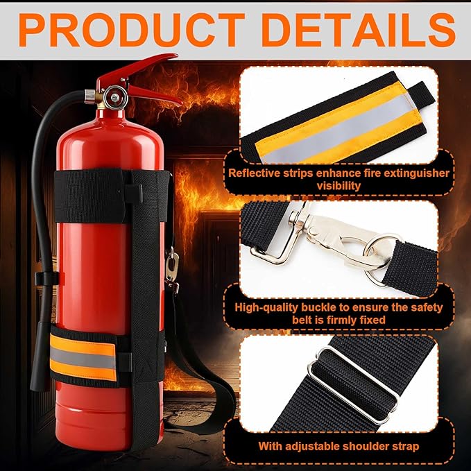 Shyyween 1 Pcs Adjustable Fire Extinguisher Carrying Strap Firefighter Gear Water Can Extinguisher Strap High-strength Nylon Webbing with Metal Buckle for Fire Safety (Orange)