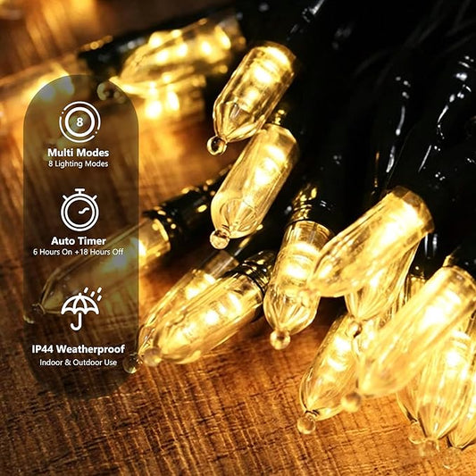 Battery Operated String Lights - 2 Pack Total 33ft 100 LEDs Warm White Christmas Lights with Timer, 8 Modes Waterproof Twinkle Lights for Indoor Outdoor Xmas Tree Wreath Party Holiday Decorations