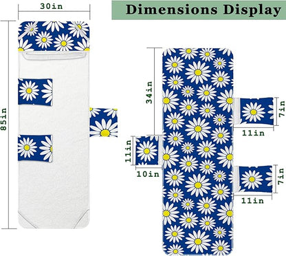 Lounge Chair Towel Cover, Beach Chair Cover (Pack of 2), Pool Lounge Chair Covers for Outdoor,Garden, Beach,Sun Lounger,Hotel Pool,Large Size and No Sliding, 85" X 30", Royal Blue Daisy