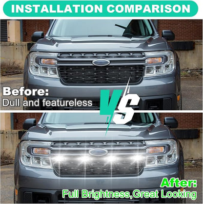 Front Grille Led Light For 2022 2023 2024 Ford Maverick XLT Raptor Style Grill Lights,Maverick Accessories (Only Fit XLT-White)