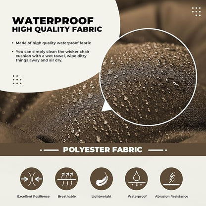 DANGHOOGY Wicker Chair Cushions, Waterproof Outdoor Loveseat Cushions for Patio Furniture, Tufted Wicker Furniture Cushions, 1 Loveseat and 2 U-Shaped Cushions, Brown