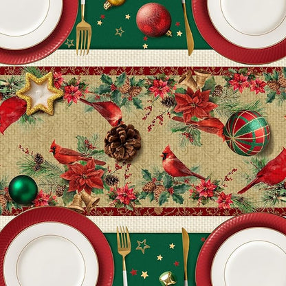 Red Cardinal Bird Table Runner,Dining Decor for Kitchen Coffee Table Family Dinners Holiday Parties Wedding Events Decor(13x72 inch)