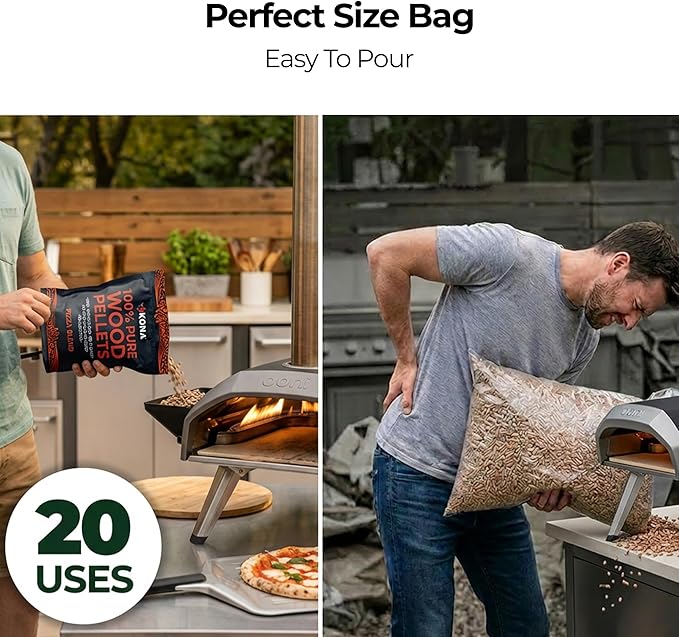 Kona Pizza Blend Wood Smoker Pellets, 100% Natural Hardwood - Rich Smoky Flavor - Ideal for Pizza Ovens, Smokers, and Smoker Tubes - 2 Pounds