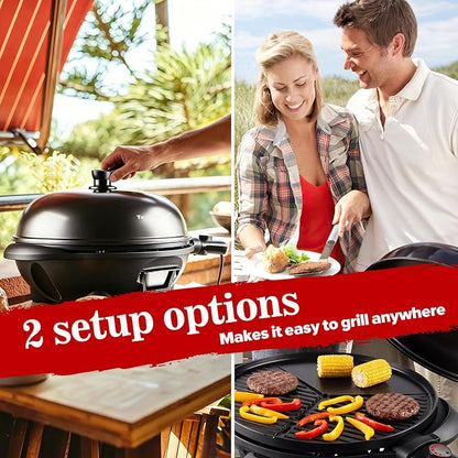 Electric Grill, Techwood 2-in-1 Portable Indoor/Outdoor Grill, 1750W Removable Stand Grill with Nonstick Plate, Electric Griddle for Camping, Patio & Backyard, Stand/Tabletop Options for Cookouts