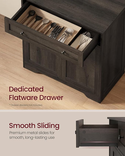VASAGLE Siren Collection - Buffet Cabinet, Farmhouse Coffee Bar Cabinet with Drawer,Adjustable Shelf, Double Doors, Sideboard, 15.8 x 28.4 x 31.5 Inches, Taupe Brown ULSC521TA01S