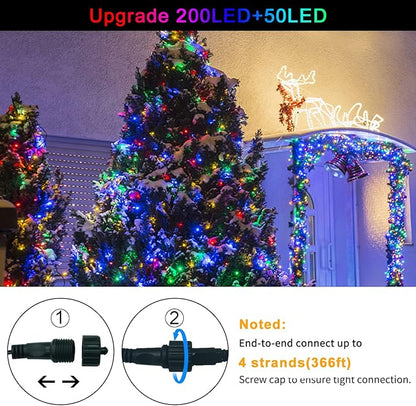 JMEXSUSS 250 LED White to Multicolor Christmas String Lights Indoor Outdoor Waterproof for Garden Patio Party Halloween Christmas Decorations