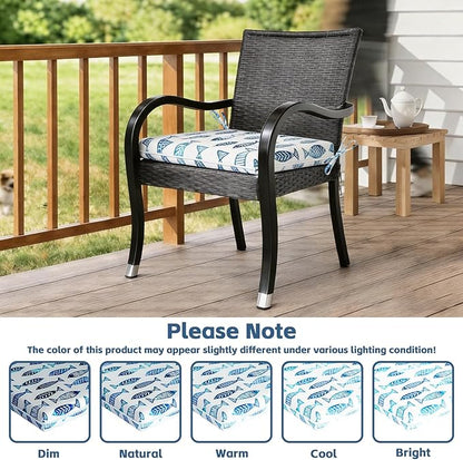 COZYVIDA Outdoor Chair Cushions Set of 4, 20"x20" Square Seat Pads with Tie Straps and YKK Zippers, 30D High-Density Foam, Water-Resistant Fabric,UV-Resistant 1000+ Hrs
