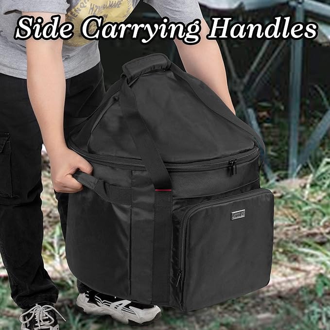 samdew Portable Grill Carry Bag Compatible with Weber Smokey Joe 14-Inch Portable Grill, Grill Cover Compatible with Smokey Joe Premium 14-Inch Grill, with Pocket & Handle, Bag Only (Patented Design)