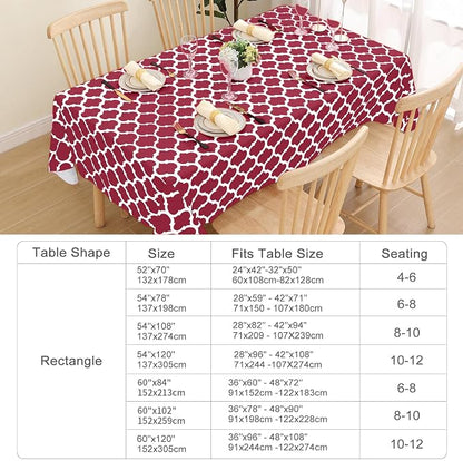 Smiry Rectangle Table Cloth, Waterproof Vinyl Tablecloth with Flannel Backing for Rectangle Tables, Wipeable Spillproof Plastic Tablecloths for Dining, Camping, Indoor and Outdoor (60"x102", Burgundy)
