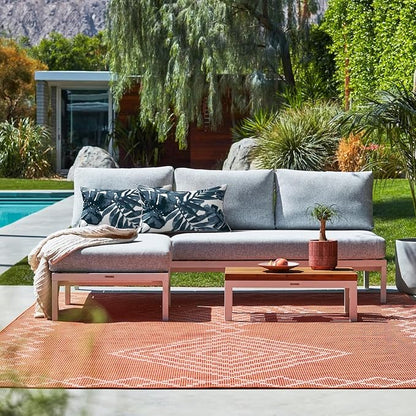 LVTXIII 2 Pack Outdoor Lumbar Pillow Covers 12x20 Inch with Piping, Water-Repellent Back Cushion Covers ONLY for Patio Furniture, Sofa, Garden Bench, Palm Blue