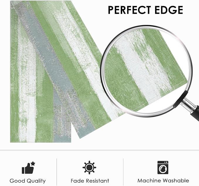 Emvency Farmhouse Table Runner, Vintage Green and Grey Abstract Art Painting for Kitchen Coffee Table Family Dinners Holiday Parties Wedding Events Decor(13x72 inch)