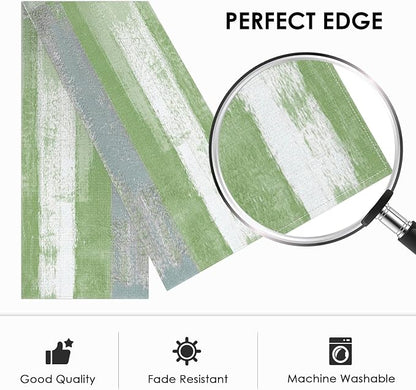 Emvency Farmhouse Table Runner, Vintage Green and Grey Abstract Art Painting for Kitchen Coffee Table Family Dinners Holiday Parties Wedding Events Decor(13x72 inch)