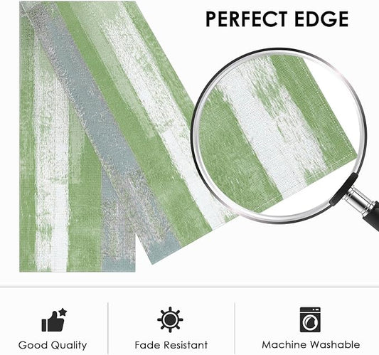 Emvency Farmhouse Table Runner, Vintage Green and Grey Abstract Art Painting for Kitchen Coffee Table Family Dinners Holiday Parties Wedding Events Decor(13x72 inch)