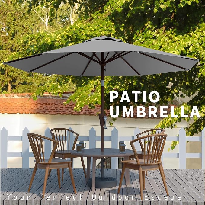 10FT Patio Umbrella, Outdoor Umbrella with Push Button Tilt and Crank, 8 Sturdy Ribs, UV Protection & Waterproof Market Umbrella for Pool, Backyard, Beach,Deck