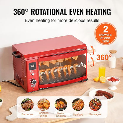 VEVOR Shawarma Grill Machine - 2 String Barbecue Capacity Chicken Shawarma Cooker Electric Broiler Gyro Rotisserie Oven Doner Kebab Grill for Home, Restaurant, Kitchen Parties