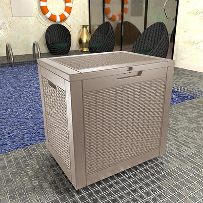 PatioZen 36 Gallon Deck Box Outdoor, Weatherproof Resin Patio Storage Box, Waterproof Outdoor Storage Boxes with Lid Lockable for Cushions, Garden Tools,Grey