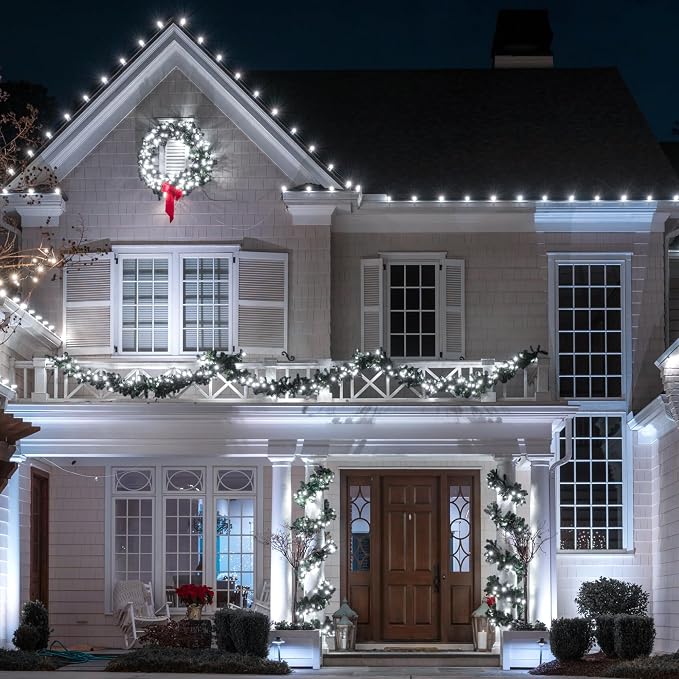 164Ft 500 LED White Christmas Lights, Waterproof 8 Twinkle with Memory Functions Christmas Tree Lights for Indoor Outdoor Christmas Tree Garden Decoration (164FT, White)