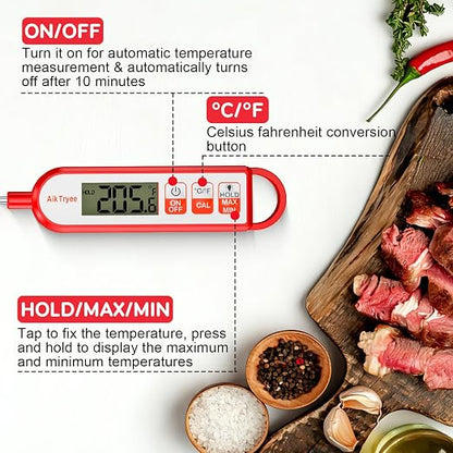 Digital Instant Read Meat Thermometer Kitchen Cooking Food Candy Thermometer for Oil Deep Fry BBQ Grill Smoker Thermometer by AikTryee