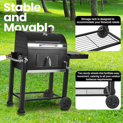 Charcoal Grills,Outdoor BBQ Grill Large Smoker Grill with Side Table,Backyard Barbecue Grill Patio and Parties,Grills with Cast Iron Grill Grates for Outdoor Cooking, Patio, Garden Barbecue
