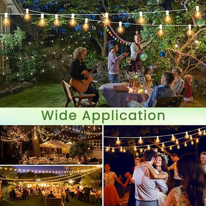 String Lights for Outside 200FT Patio Lights, LED String Light with 100+6(Spare) Waterproof Edison Bulbs, Hanging White Outdoor Light for Backyard, Bistro, Porch, Balcony White Cord