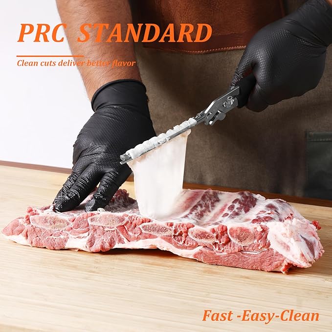 Rib Membrane Removal Tool Stainless Steel Rib Skinner & Rib Prep Tool for BBQ Grilling and Cooking, Easy Insert Pointed Tip, Ergonomic Non-Slip Silicone Handle, Dishwasher Safe
