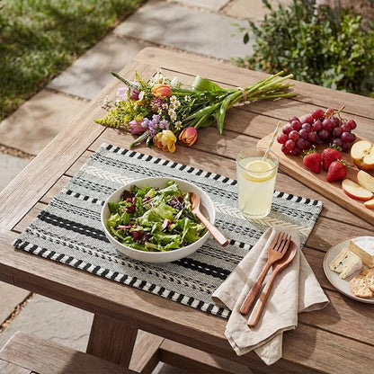 Artoid Mode Black Farmhouse Woven Braided Stripe Placemats Set of 4,12x18 Inch Seasonal Holiday Table Mats Party Kitchen Dining Decoration