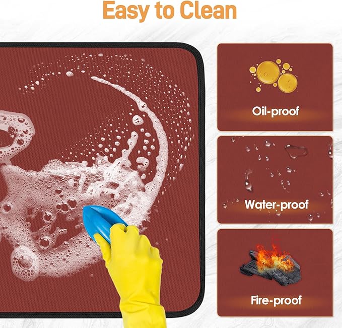 25x19.5in Heat Resistant Grill Mats for Outdoor Grill to Protect Your Prep Table and Outdoor Grill Table - Fire Proof & Water Proof & Oil Proof BBQ Mat - Red (1mm)